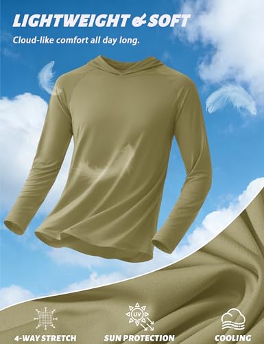 Image of KEFITEVD Men's Sun Hoodie Long Sleeve Fishing UPF 50+ SPF Quick Dry Shirts