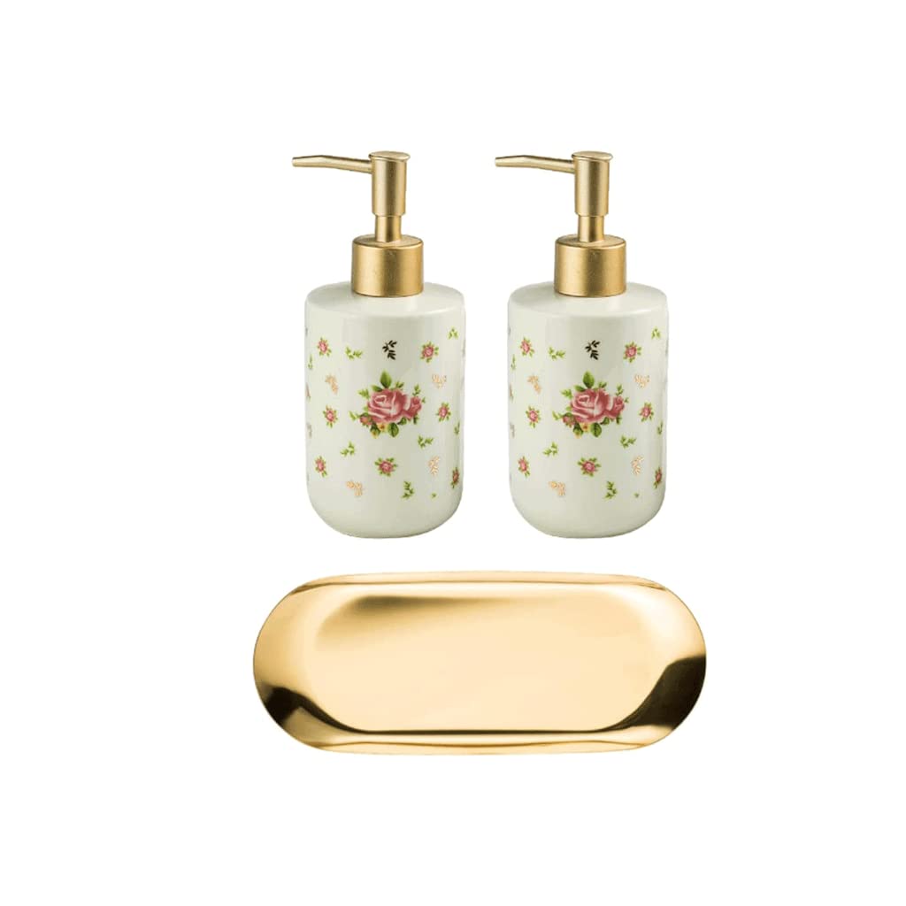 Distributore di Sapone da Cucina cilindrico per Piatti con Fondo in Metallo Opaco, distributore di lozione con Vassoio in Metallo, Pompa per Sapone da 320 ml/10,8 oz B 3