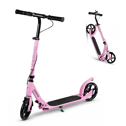 Image of Jaspo Fervid Kick Scooter for Kids & Adults | 175mm TPU Wheels 80A Hardness | ABEC-9 Bearings | Foldable Aluminum Frame | 3-Level Height Adjustable | Anti-Skid Deck, Soft TPR Grip | Max Load 120kg