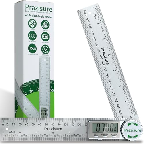 Prazisure Winkelmesser Digital, Edelstahl Winkelschmiege 200 mm, professionelles Winkelmessgerät für Holzbearbeitung, Bau und Heimwerkermessung (inkl. 2 Batterien) Prazisure Winkelmesser Digital, Edelstahl Winkelschmiege 200 mm, professionelles Winkelmessgerät für Holzbearbeitung, Bau und Heimwerkermessung (inkl. 2 Batterien)