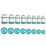 Casvort 16 PCS Unique 0.5mm Increments 2G-00g Comfy Pain-free Single Flare Turquoise Glass Dead Stretching Plugs, Hypoallergenic Body Piercing Tapers, Pierced Ear Lobe Stretching Kits.