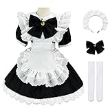 AYIMEIS French Maid Dress Damen Anime Outfit Maid Cosplay Kleid Niedliche Lolita Kleid Dienstmädchen Kostüm für Café Restaurant Halloween Karneval Maid Kostüm Komplettes Set Größe S-5XL