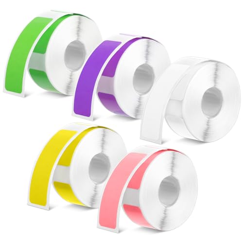 D30 Label Tape Print Stickers 12 x 40 mm Label Maker Tape Colorful Laminated Labeling Paper Replacement for D30 Printer, 160/Roll, 5 Rolls in Total(800 Pieces)