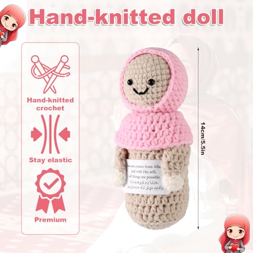 Muñeca tejida con hijab positiva, 14 cm miniatura 2