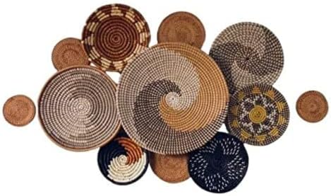12 Baskets For Wall Decor, Boho Wall Baskets Decor Set, Seagrass Wall Decor, Wall Hanging Decor, Hanging Woven Wall Basket, Wicker Wall Decor, Woven Wall Decor