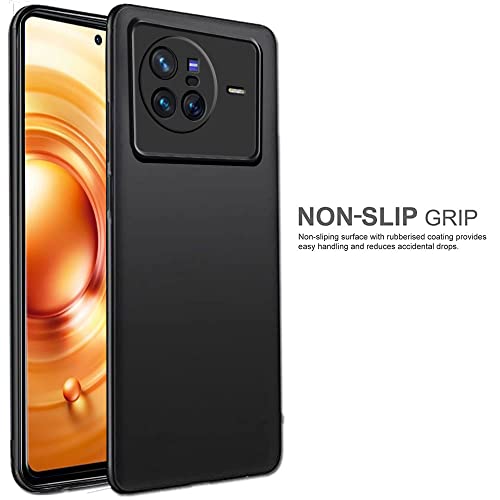 Image of TheGiftKart Back Cover Case for Vivo X80 | Soft Silicon Rubberised Matte Cover | Protective Sleek Profile | Camera Protection Bump (Black)