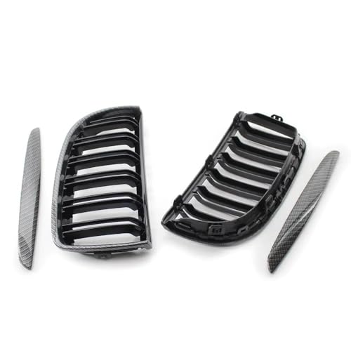 Rejilla frontal de fibra carbono BMW E90 328i 330i 335i pre-facelift negro brillante 4