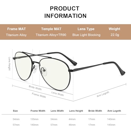 Image of Aviator Reading Glasses for men and Women Blue Light Blocking Lens Spring Temple