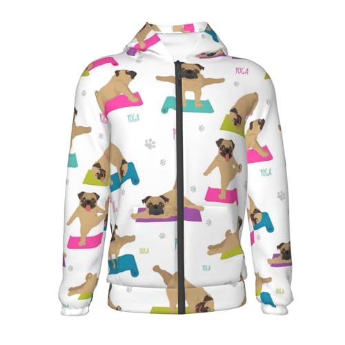 Yoga Dogs Poses Kid Hoodies Boys Zip Up Sweatshirts Girls Pullover with Pocket2