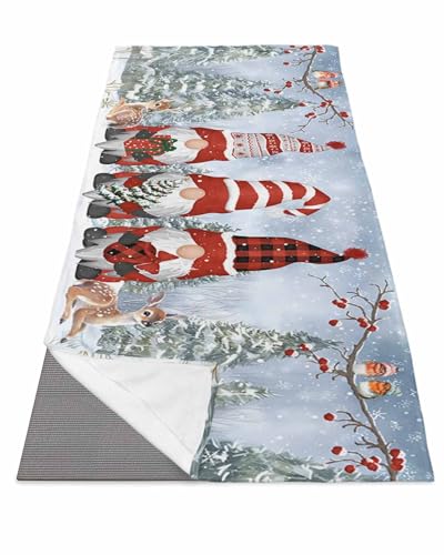 BOSIJOY Yoga Mat Towel,Christmas Winter Dwarf Reindeer Tree Non Slip Sweat Absorbent Hot Yoga Towels with Corner Pockets,Farm Snowy Scene Forest Soft Microfiber Towel for Pilates Bikram 70