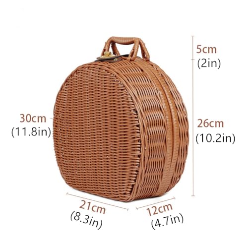 Rattan Aufbewahrungskorb Koffer, Rattan-Koffer mit Hand kleine Koffer Vintage-Koffer Gewebter Aufbewahrungskorb Geschenkboxen Körbe Für Kleidung, Decken, Handtücher, Spielzeug. (L)
