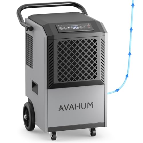 Image of 5-Year Limited Warranty Commercial Dehumidifier with Pump,Grey 160 Pint Industrial Dehumidifier for Basement & Warehouse, 7500 Sq.Ft Large Dehumidifier with Drain Hose,24H Timer, Auto Restart Defrost