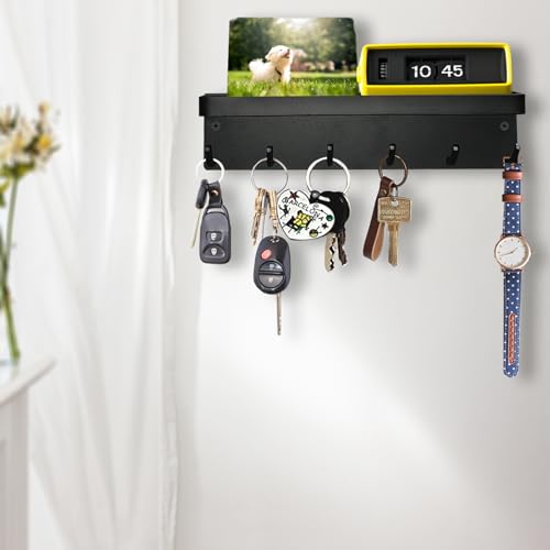 Echehi 6 Hooks Key Holder for Wall, 2 Ways Easy to Install Key and Mail Holder,Key Hooks Wall Mounted for Entrance Area, Hallway, Office. Black - Cosy Home Interiors Echehi 6 Hooks Key Holder for Wall, 2 Ways Easy to Install Key and Mail Holder,Key Hooks Wall Mounted for Entrance Area, Hallway, Office. Black - Image 5