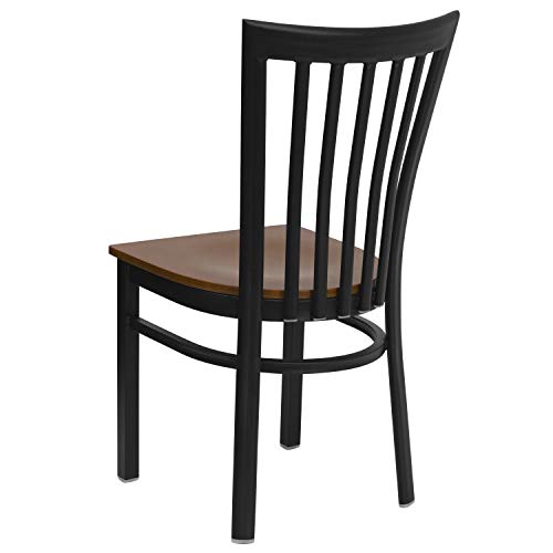 Image of Flash Furniture 2 Pack HERCULES Series Black School House Back Metal Restaurant Chair - Cherry Wood Seat