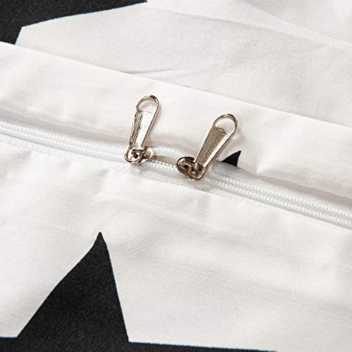 Ntbay 2 Pieces 100% Brushed Microfiber Star Printed Duvet Cover Set For Kids, Super Soft Black And White Reversible Design Zipper Comforter Cover With Ties And 1 Pillow Sham (Twin/Twin Xl, Star) #TOP2