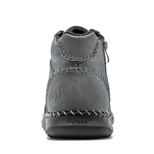 Image of FLYLAND Men's Leather Mid Top Ankle Boots Side Zipper Casual Work Shoes