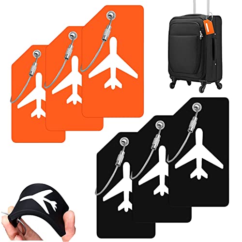 DEEPOW Lot de 6 étiquettes pour bagages, étiquettes d'identification, étiquettes avec étiquette nominative, étiquettes d'adresse, bagages, accessoires de voyage thumbnail