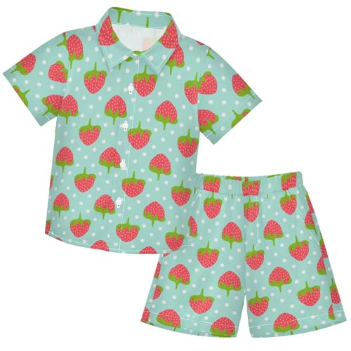 Image of visesunny Boys Hawaiian Shirt and Short Set Summer Outfit Kids 2 Piece Clothes Set 3-10Y