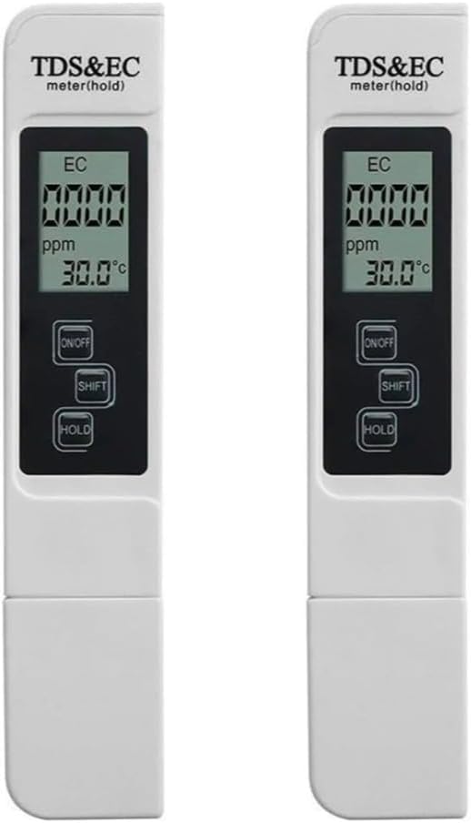 Professional Digital TDS & EC Meter Hold (White) Pack of 2, LCD Display Water Quality Testing Pen with Protective Case for RO Water purifier, RO UV Filter Testing & Water Testing with Hold Function