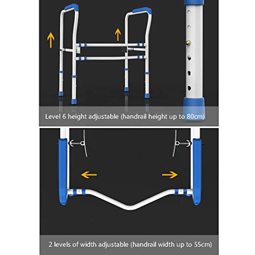 Steel Safety Toilet Rail,Toilet Railing Assist Free Grab Bar,Adjustable Freestanding Handrails Frame,For Elderly, Handicap And Disabled,Easy Installation #TOP5