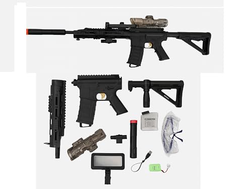 Image of Electric Gel Blaster Toy Gun with Rechargeable Battery, Gel Balls, Scope & Tactical Accessories - Outdoor Shooting Toy for Kids & Adults (Big M4-83 CM)