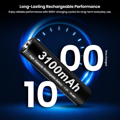 Image of Simpex AA 3100 mAh Rechargeable Batteries, Ready to use and Comes with the Pack of 4 (Black Edition)