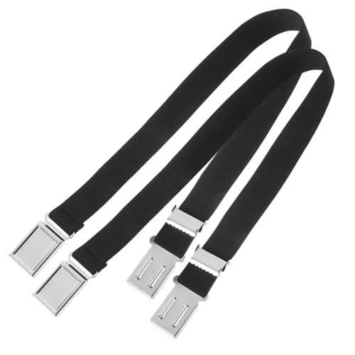 BESTYASH 2pcs Elastic Waist Belts with Magnetic Buckle Adjustable Stretch Waistband for Boys and Lightweight Non Slip Replacement Straps in Black