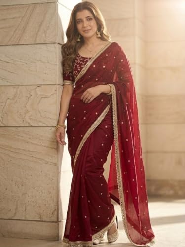 Image of Space Sattin Multi Sequence Full Worked Saree With Original Mirror Lace & Havey Sequence Full Worked Unstitched Blouse Piece
