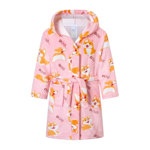 Image of Kids Bathrobe Hooded Plush Fleece Robe for Girls Boys