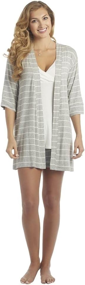 Everly Grey Adaline Maternity/Nursing Mommy & Me Five-Piece PJ Set Heather Grey LG