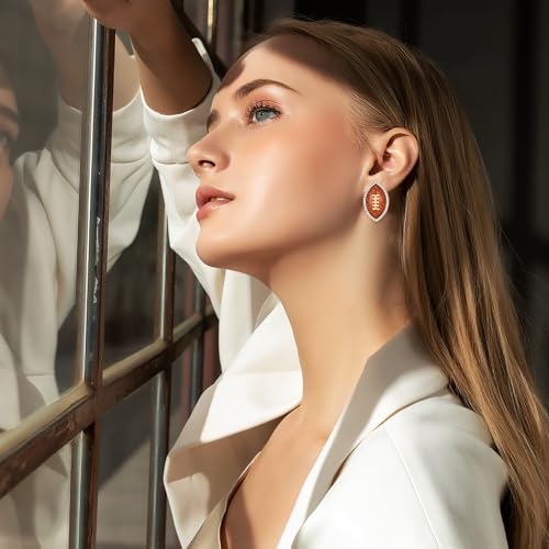 YUJIE Clip On Earrings Football Rugby Baseball Non Pierced Studs for Women Sports Game Team Fans Earrings Jewelry4