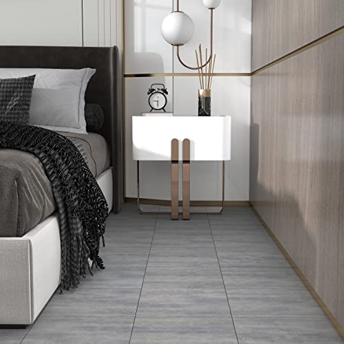 FunStick Grey Floor Tiles Self Adhesive Vinyl Flooring Tile Concrete Effect Vinyl Tiles Peel and Stick Floor Tile Bathroom Slate Grey Flooring Stickers for Kitchen Bathroom 30x30cm 5 Pcs
