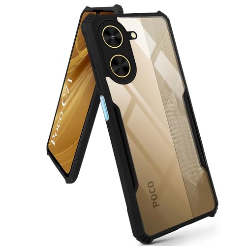 Image of Jkobi Back Cover Case for Poco C71 (Shockproof with Polycarbonate Clear Panel | Professional Black)