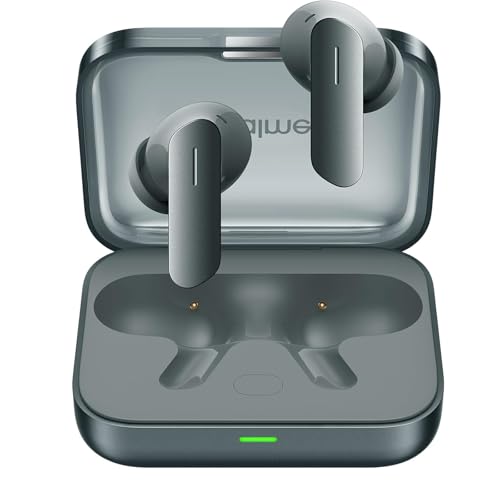 realme Buds Air 7, drivers de graves din�micos de 12,4 mm, tempo de reprodu��o de 52 horas, ANC h�brido de 52 dB, ENC de 6 microfones, baixa lat�ncia de 45 ms, �udio espacial de 360�, LHDC de alta