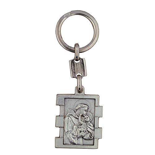 Venerare Saint Anthony Keychain | Silver-Tone Metal | Patron Saint Of Lost Things | Great Catholic Gift For First Holy Communion And Confirmation | Christian Keyring Accessory | Made In Italy #TOP28