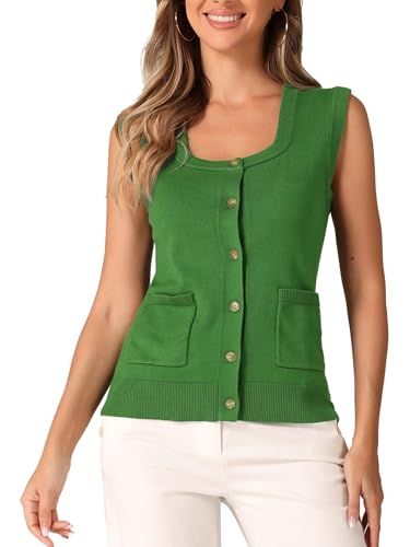 Image of Allegra K Sweater Vest for Women's Summer Casual Button Ribbed Sleeveless Knitted Tank Top
