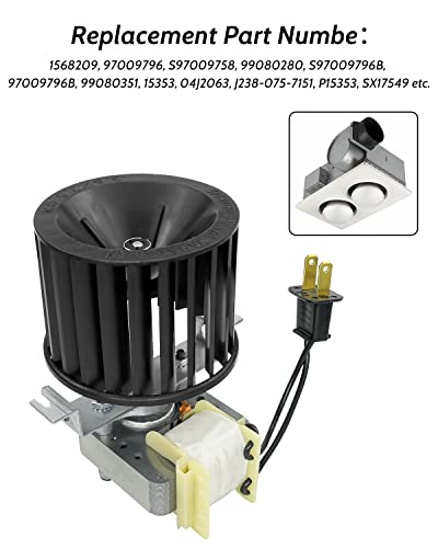S97009796 Fan Blower Motor Assembly For Broan Bulb Heater Bathroom 162 And 164 E, G, J, K, L, M Replace 97009796 S97009796B 99080351 #TOP2