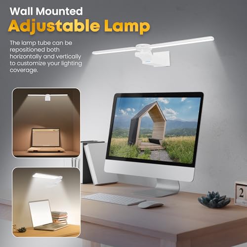 Image of 2 Pack Picture Light for Wall, 18in Rechargeable Wall Art Light with Timer and Dimmable, Painting Frame Light with Remote Control Display for Painting, Frame, Portrait, Dartboard(White)