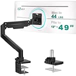 WALI Ultrawide Monitor Arm for 13 to 49 Inch Heavy Duty Curved Screens, Holds 33 Lbs, Adjustable Gas Spring Single Monitor Desk Mount with C-Clamp, Grommet Base, 75x75/100x100 VESA, (GSM001XL), Black