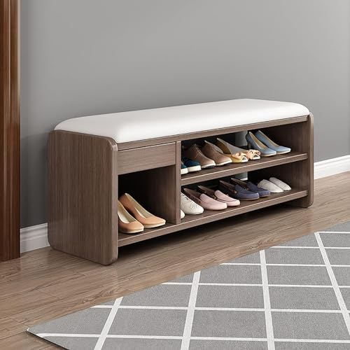 Banc à chaussures d'entrée et étagère de rangement basse de 100 cm de long - 3