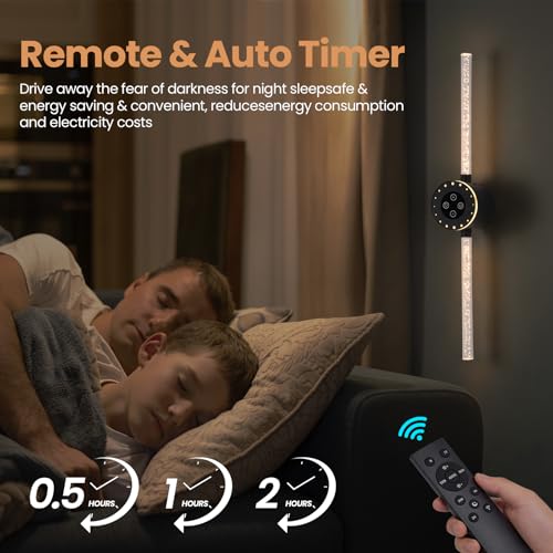 Image of Wireless Wall Sconces Set of 2, Black Battery Operated Wall Lamps with 8000mAh Battery, Rechargeable Dimmable LED Wall Lights, Touch /Remote Control, 360Rotate, 22.5 Inch