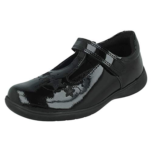 Girls Startrite T-Bar School Shoes Star Jump - Black Patent - UK Size 12E - EU Size 30.5 - US Size 13