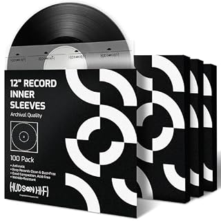 Hudson Hi-Fi Anti-Static Vinyl Record Inner Sleeves 100 Pack – Durable Clear Disc Sleeves- Protect Your LP Albums from Scratches, Dust & Dirt – Acid-Free Rice Paper Interior Disc Covers - Les Beatles, Paul McCartney, John Lennon, RIngo Starr, George Harrison