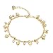 Fate Love Heart Shape Pendant Twisted Rope Chain Anklet 18k Gold Plated Foot Chain, 8", Adjustable