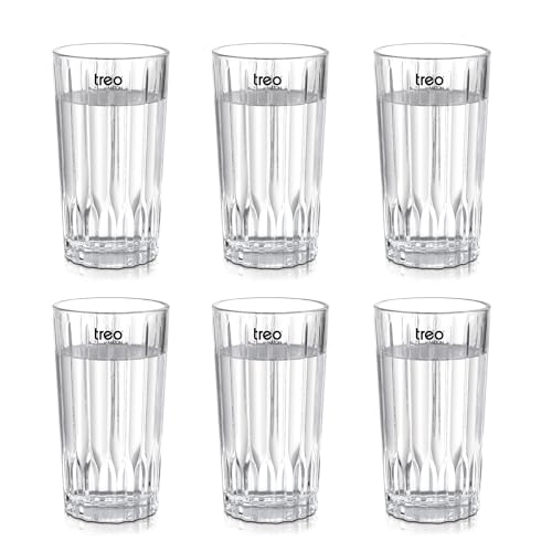 Image of Treo by Milton Linea Glass Tumbler I Premium Glass Set of 6 for Water, Cold Drink I Perfect for Home, Restaurants and Parties. 290 ml