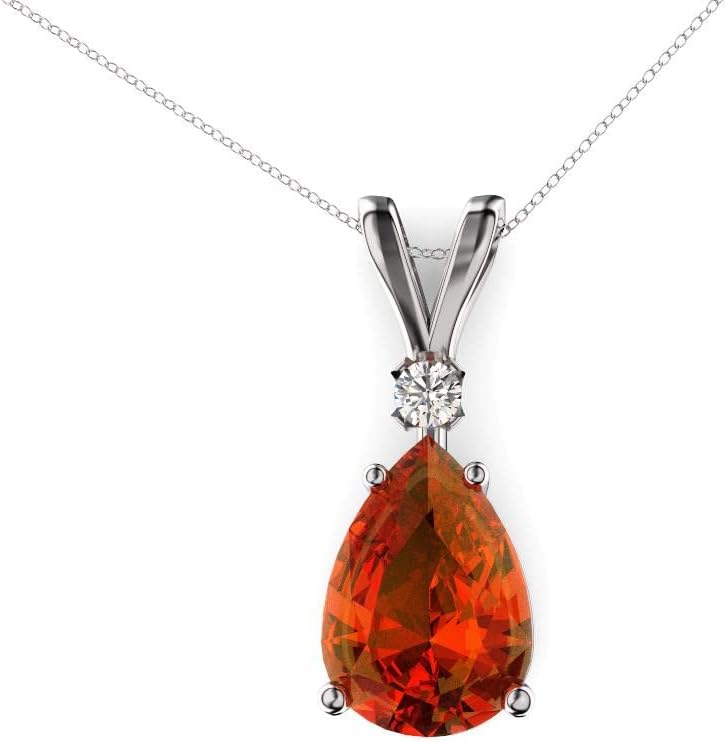 Mexican Fire Opal Necklace Sterling Silver 925 / Pear-Shaped