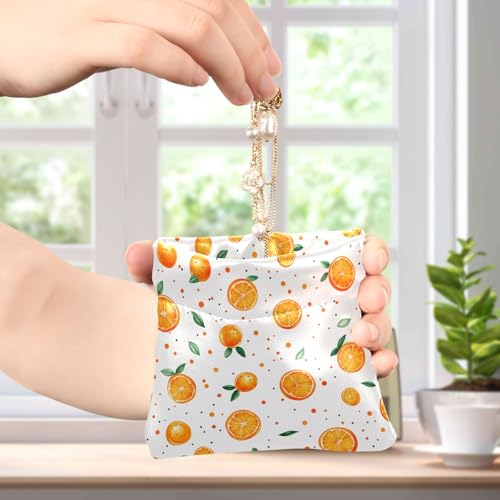 Coin Purse for Women Polka Dot Orange Pattern Coin Pouch Change Holder PU Leather Mini Wallet Portable Coin Bag Money Pocket4