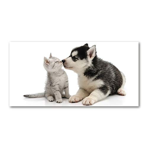 Fond de hotte verre de sécurité trempé pour cuisine moderne 120x60 cm motif animaux noir