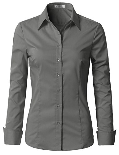 Amazon.com: DOUBLJU Classic Dress Shirts Long Sleeve Slim Fit