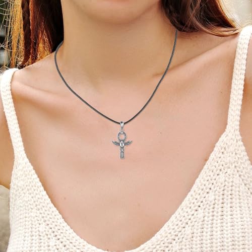 Ankh Cross Necklace 925 Sterling Silver Egyptian Pendant Necklace Ankh Eye of Horus Scarab Jewelry Gift for Men Women2